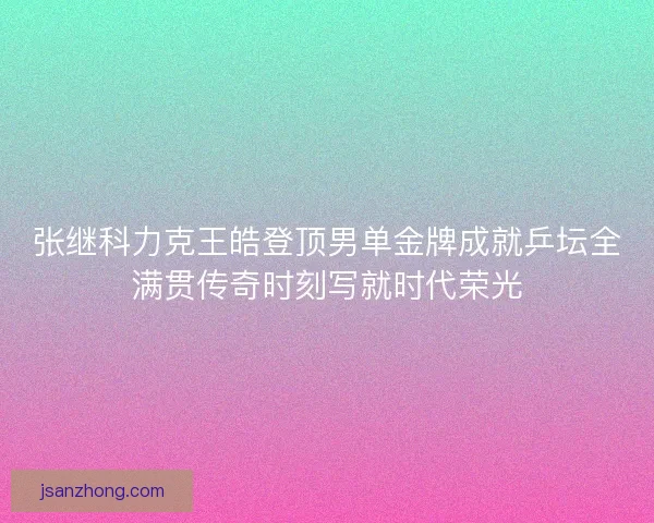 张继科力克王皓登顶男单金牌成就乒坛全满贯传奇时刻写就时代荣光